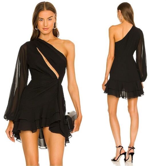 NWT Michael Costello x Revolve Sunny Mini Black Dress Size S - Picture 1 of 11
